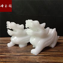 Natural White Jade flying sky brave ornaments living room parlor office decoration housewarming opening gifts