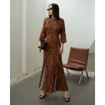 Z boss custom BAO WEN round neck seven-point sleeve slim dress acetic acid mess X-shaped A fork skirt female
