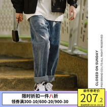 PSO Brand do old blue wash straight jeans men loose Tide Brand casual pants pendant pants