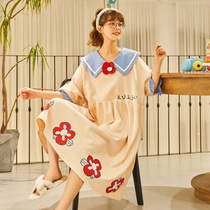 Spring and Autumn Thin Nightdress Women Summer Cotton Princess Cute Loose Size Fat mm Can Wear Cotton Maternity Pajamas