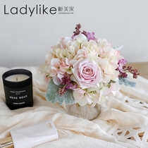  ladylike decorative flower hydrangea rose bouquet fake flower simulation flower living room decoration flower arrangement small fresh