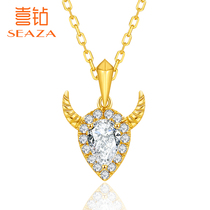 Joy Diamond Yellow 18K gold diamond necklace female drop-shaped ox series Classic bull head pendant this year gift