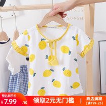 Girls summer short sleeve T-shirt 2021 new cotton childrens clothing small children leisure baby half sleeve base shirt tide