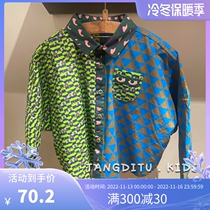 Brand childrens clothing boys shirts 2022 autumn and winter new childrens polo shirts fried street long-sleeved tops girls shirts trend