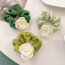 ins Han Department Mountain Tea Flower Head Rope Woman Summer New Large Intestine Hair Ring Head Accessories Sensual Senmazian Head Leather Fascia Hair Rope