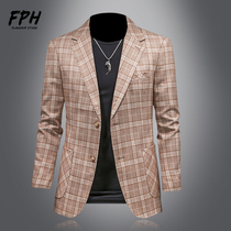 European Station Spring Autumn Business Casual Fashion Plaid Small Suit Jacket Manicure BIG CODE TRENDS UNI-SUIT JACKET MAN