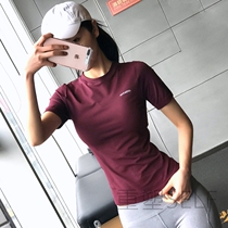 Fitness clothing womens short-sleeved running sports quick-drying breathable half-sleeve Net red summer elastic tight yoga clothing coat thin