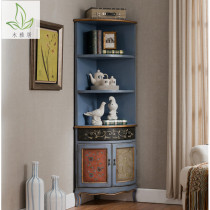 American solid wood triangle corner cabinet European corner cabinet wall corner cabinet painted antique locker side cabinet
