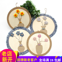 Kindergarten ring Chuang decoration materials characteristic national style hanging decoration blue and white tassel round wooden hanging decoration creative jewelry