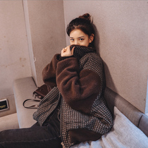 Lamb wool shorts jacket female spring autumn winter 2021 new Korean version loose 100 lap gush thickened fur integrated damp