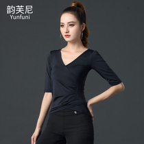 Latin dance costume womens new practice suit Modern dance suit 2021 spring and summer dance dress Dance national standard dance top