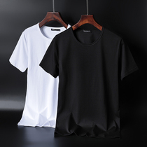 2 pieces) Mens short sleeve T-shirt summer round neck slim slim trend solid color T-shirt base shirt clothes half sleeve summer clothes