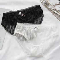 White black lace panties female ice filament mesh breathless teenage girl triangle shorts summer thin