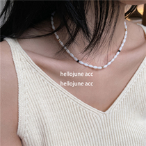 hellojune rice white rice shaped sea bamboo pearl necklace rice white hit color string bead necklace