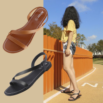  Sandals womens summer flat-bottomed student 2019 new fashion casual retro wild Korean beach chic roman shoes