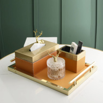 Paper box home living room creative Nordic ins luxury simple light luxury style new Chinese leather orange tissue box