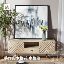 foundhome Original solid wood TV cabinet Water paint coating Nordic simple geometric drawer locker