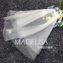 Margissa Korean short wedding veil simple Bride wedding plain yarn double hair comb Joker shape veil
