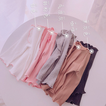 Korean girls spring clothes base shirt spring and autumn newborn baby Joker long sleeve T-shirt children wooden ear cotton top