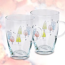 South Korea Imported Ice Cream Tree Heat Resistant Glass Water Glass Large Capacity Mark Cup Water Cup Home Cup 400ml