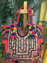 Thai Indian Bohemian Ethnic Exotic Wind Handmade Lenses Beads Strings Embroidered Old Embroidered Bag Single Shoulder Bag Handbag