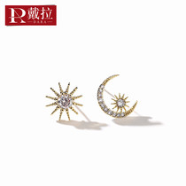 925 silver needle AB asymmetric earrings personality female 2021 New Tide advanced sense Net red earrings simple ins style