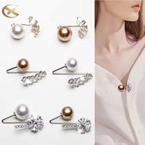 Collar anti-slip buckle Temperament luxury accessories Neckline Pearl small brooch Exquisite small pin does not hurt clothes buckle