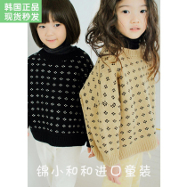 Now Jin Xiaohe bien Korean childrens clothing Girls round neck sweater Western style 2020 new retro Western style pullover knitting