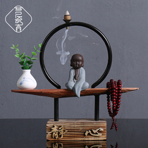 New Chinese Zen Pendulum Pieces of Turned-Back Incense Smoked Stove Tea Room Tea Darling ceramic Small monk Living room Home Genguan Decorations