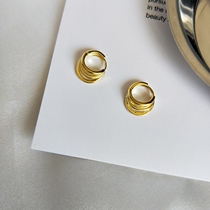 Triple layer surround personality ear button 925 pure silver minimalist earrings Short Temperament Earrings Woman Gold small earrings
