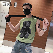 Mens vest summer fashion fashion simple Joker wear sleeveless T-shirt loose net red sports waistcoat shoulder