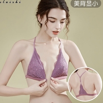 Small breasts French front button back bra without steel ring ultra-thin big chest small triangle cup underwear women Summer
