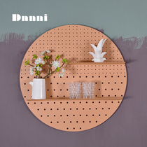 Dnnni European creative shelf living room TV cabinet model room round hole board background wall decoration wall hanging