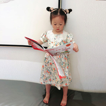 New Korean childrens princess skirt 2020 summer skirt Western style small floral skirt waist girl cotton short-sleeved dress