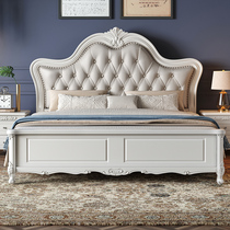 American solid wood bed simple modern 1 8 meters storage double bed light luxury white princess bed 1 5m soft marriage bed