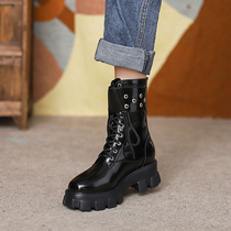 Boots female 2021 autumn and winter New Cool handsome Joker British wind car boots thick bottom black Martin boots women