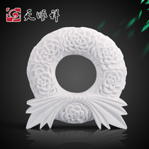 Round Belt Leaf Hanwhite Jade Flower Ring Qu Yang Pure Handmade Stone Carved Wreath Cemetery Burial Goods Decoration Pendulum