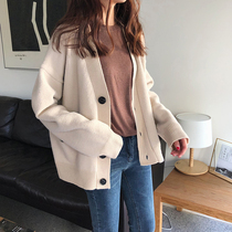 Very fairy sweater coat womens autumn and winter 2020 new Korean loose V-neck long sleeve Joker cardigan