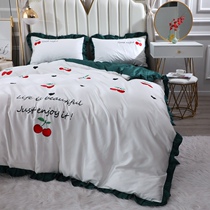 Han edition lace cotton 60S long duvet embroidery four pieces of pastoral wind embroidery pure cotton 60 satin bed supplies