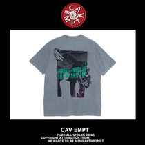 (Spot)CavEmpt C E 19AW CE LIDDED OVERDYE Batik washed Gray Ghost Hand Short sleeve