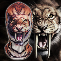Digital printing 3D Tiger headgear Sword Toothed Tiger Head Hood Animal Riding Mask 3D printed
