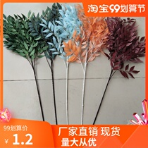 New wedding single willow leaf ceiling decoration floral Wood wedding soft hotel layout simulation green willow leaves
