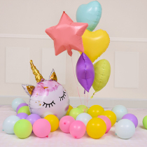 Macaron five-pointed star aluminum balloon balloon childrens birthday party room bedroom romantic decoration decoration supplies