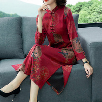 2020 new womens expensive lady cotton silk dress 45-year-old plus size high-end mid-length skirt hand embroidery