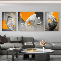 Modern simple living room decoration painting light luxury abstract sofa background wall hanging painting orange atmosphere high-grade triple mural