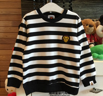 Japanese BAPE childrens clothing Tide brand spring and autumn cotton terry striped men and women Children Baby Joker long sleeve sweater