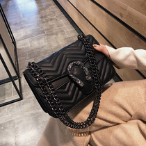 Flagship leather bag women's 2021 new solid color Joker small square bag chain simple shoulder fashion messenger bag tide