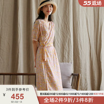 Words for original design retro linen 50% sleeves one-piece dress V neckline length with strap skirt child Summer