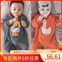 Wokang baby clothes Autumn one-piece clothes wear newborn long-sleeved coat spring and autumn clothes One-year-old male baby climbing clothes