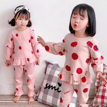 Spring and autumn cotton childrens girls pajamas long-sleeved parent-child childrens princess baby home clothing set